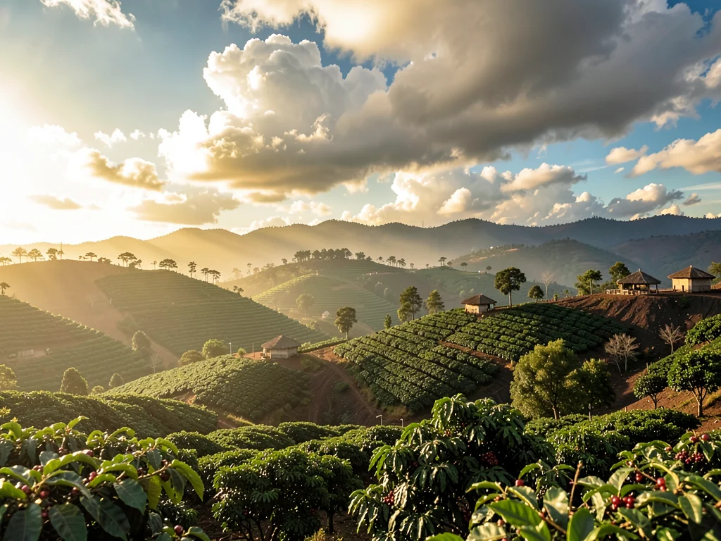 Wide Establishing Shot of Ethiopian Coffee Growing Highland Region