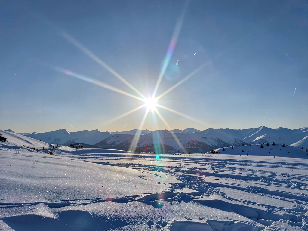 Sun dog pair flanking low winter sun