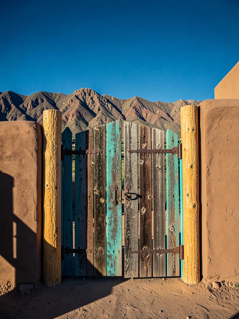 Wooden Gate in Coyote Fence