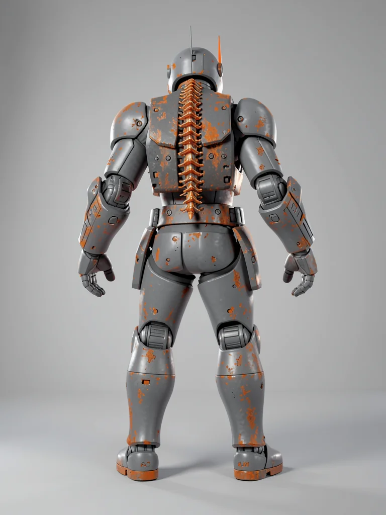 Standing back-to-camera with arms slightly out, the assault-pilot reveals the fu