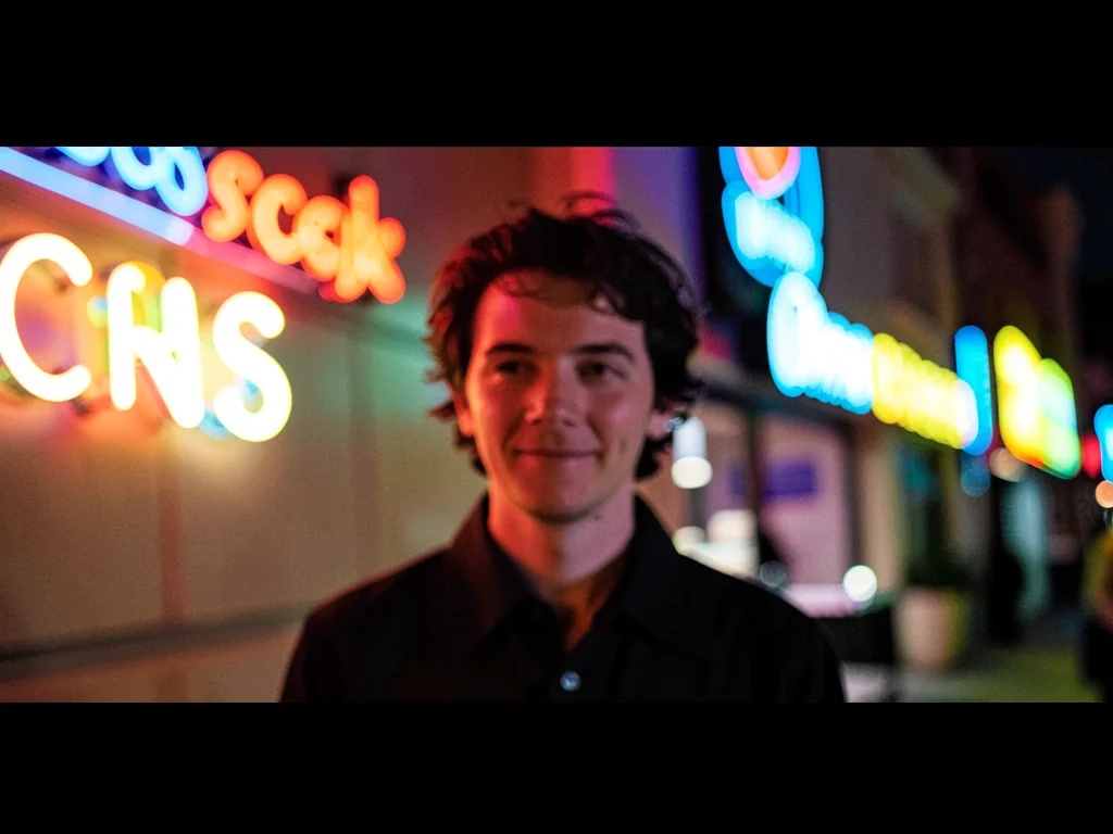 Neon signs blurred creating color