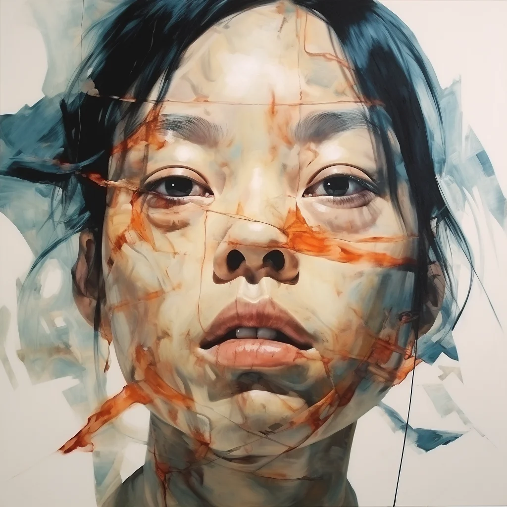 Painting portrait by Jenny Saville. napalm girl