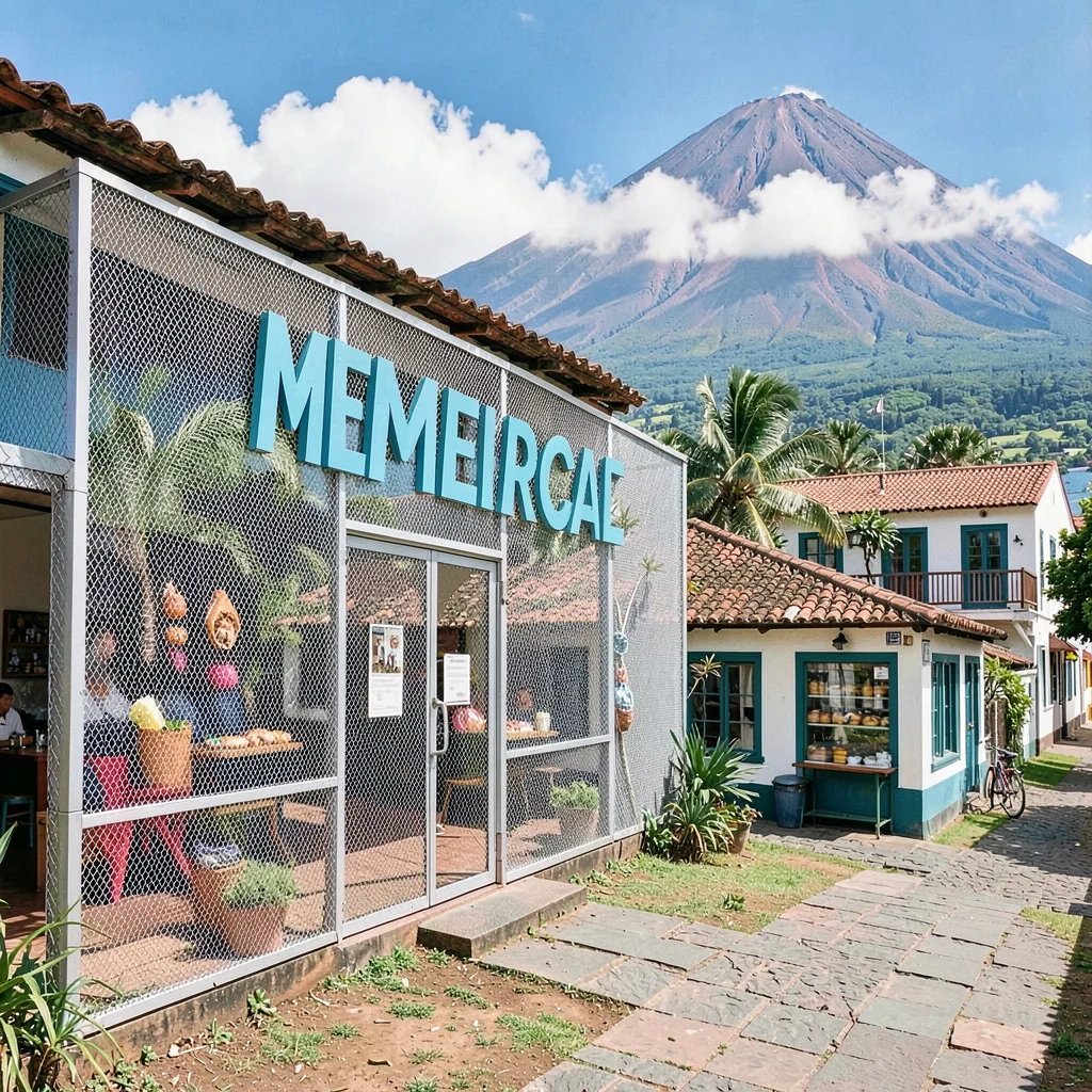 French Caribbean fusion in Guadeloupe, Memorial ACTe museum exterior, silver mes