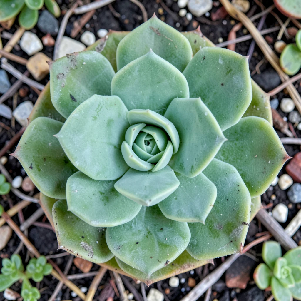 Succulent rosette from above