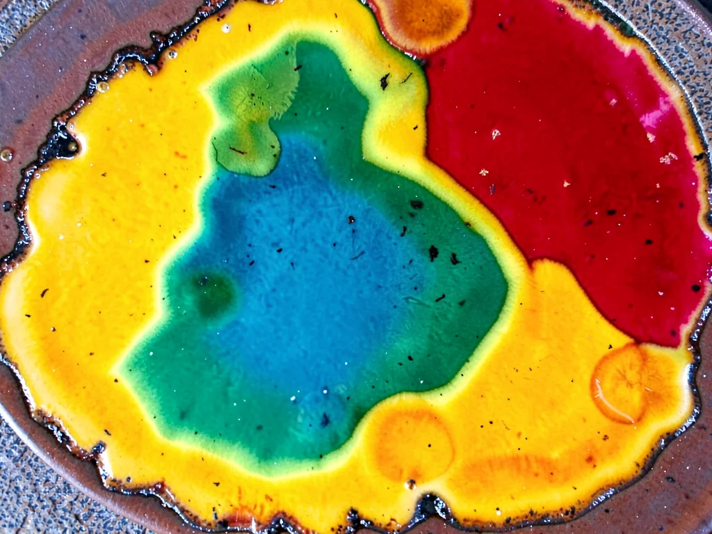 Pottery glazes showing color chemistry