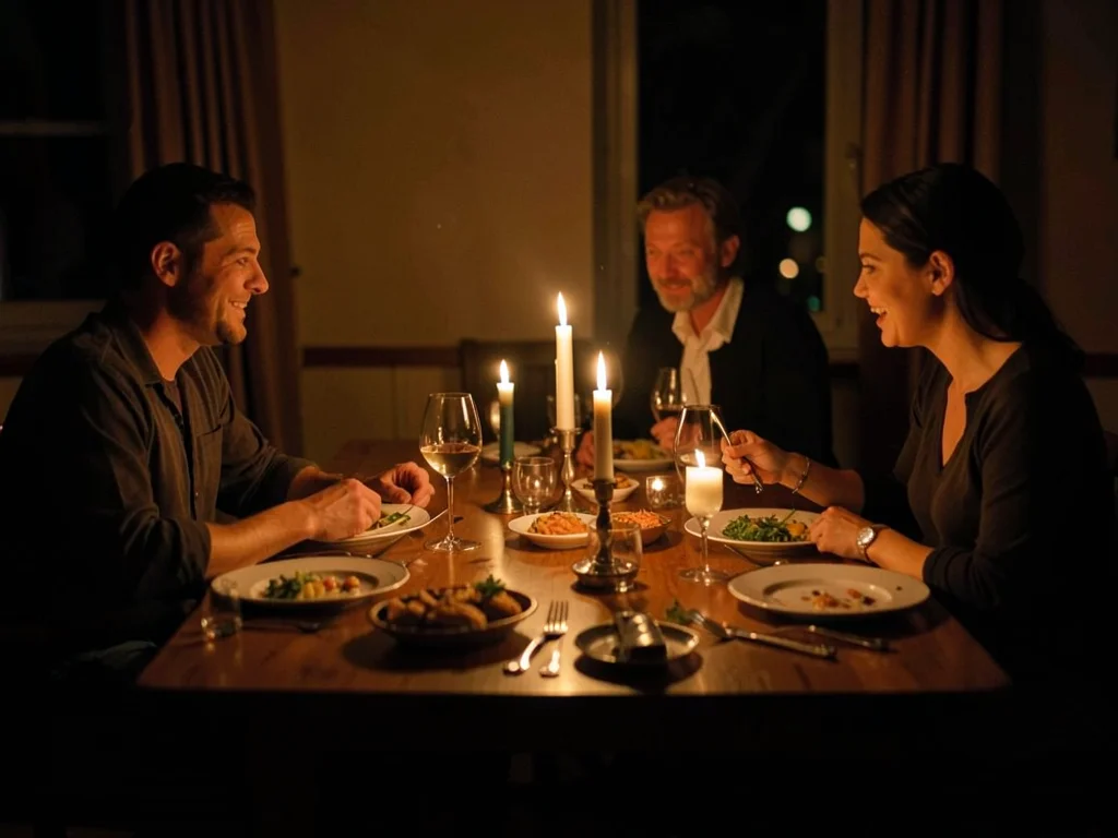 Dinner table by candlelight