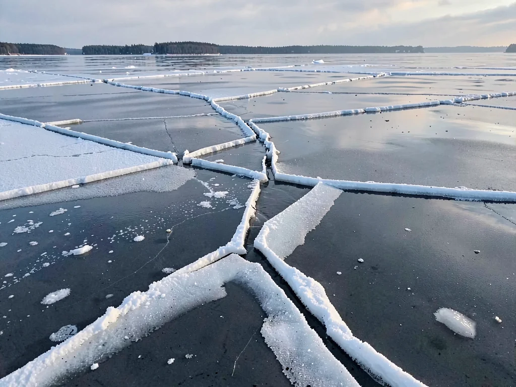 Last ice near shore showing melt