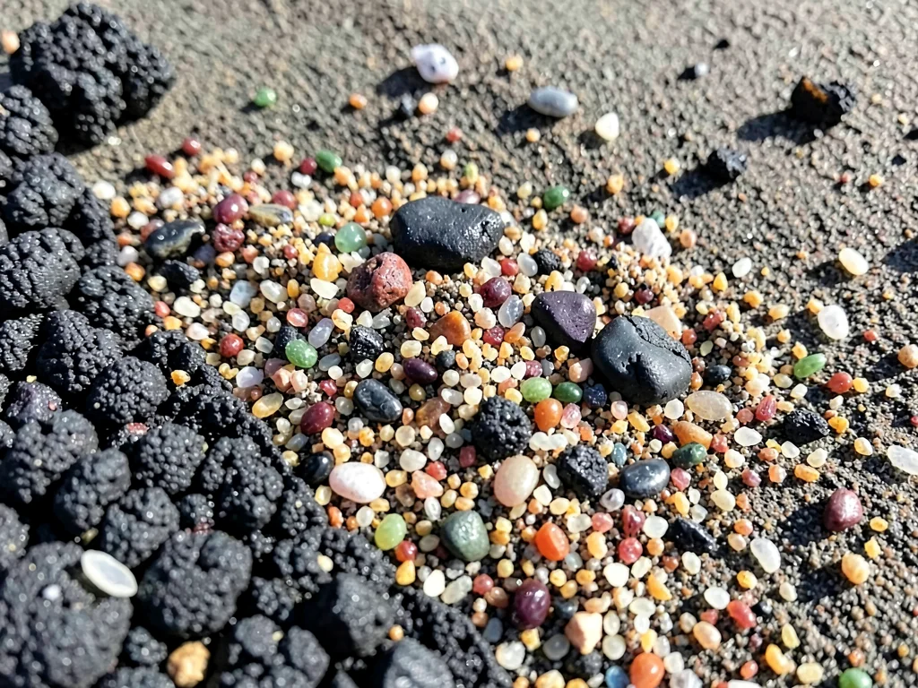 Sand from different beaches mixed showing origin