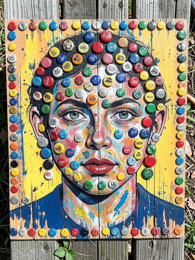 Bottle Cap Face Portrait