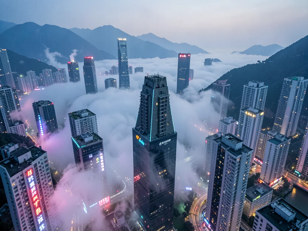 Morning fog in Jiefangbei