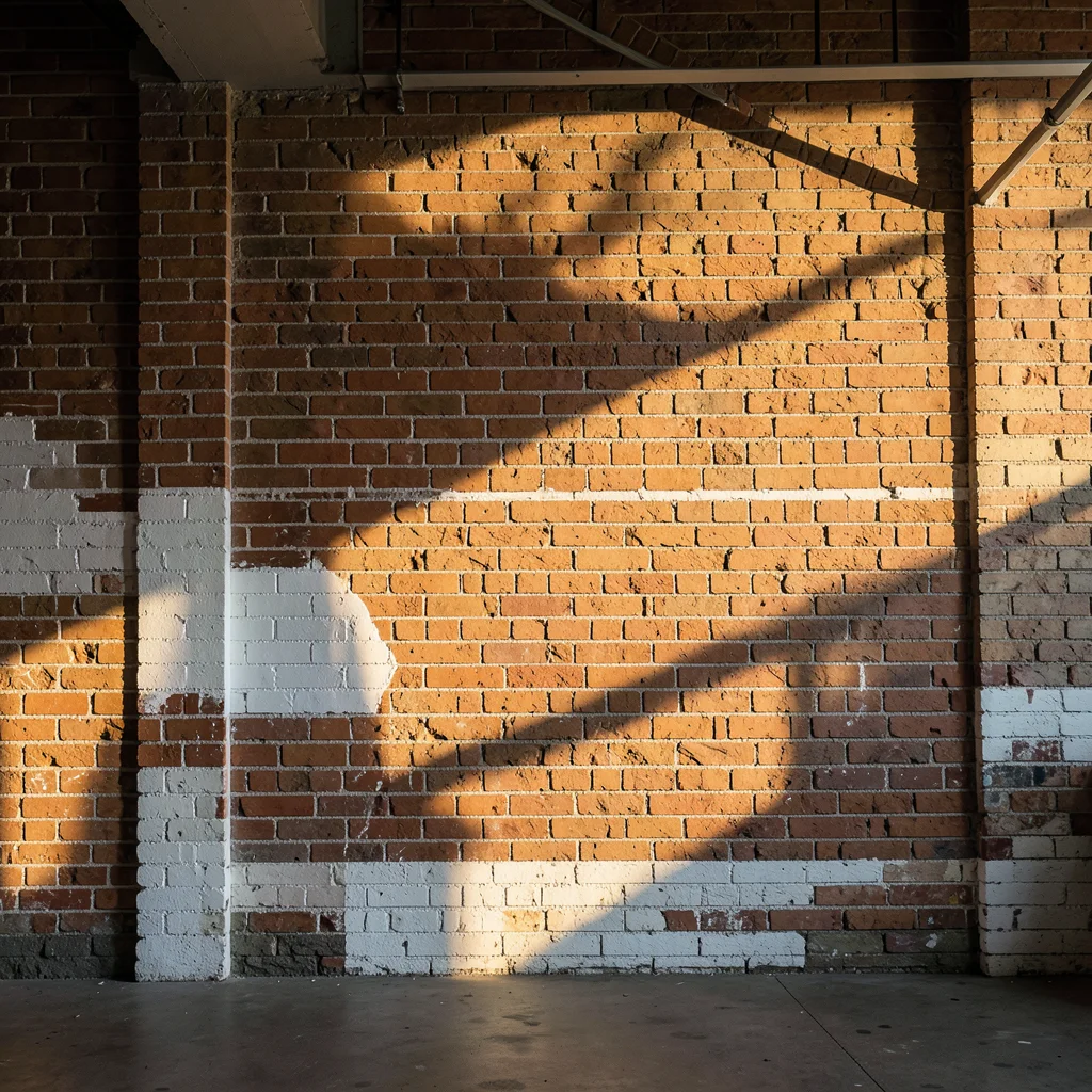 Exposed brick wall with partial white paint, urban loft texture