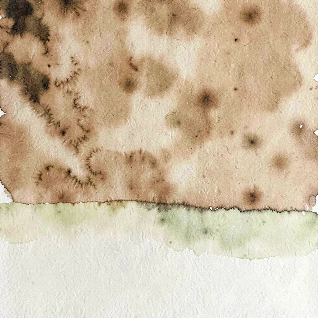 A pure color-field of warm clay meets a pure field of soft pistachio along a sof