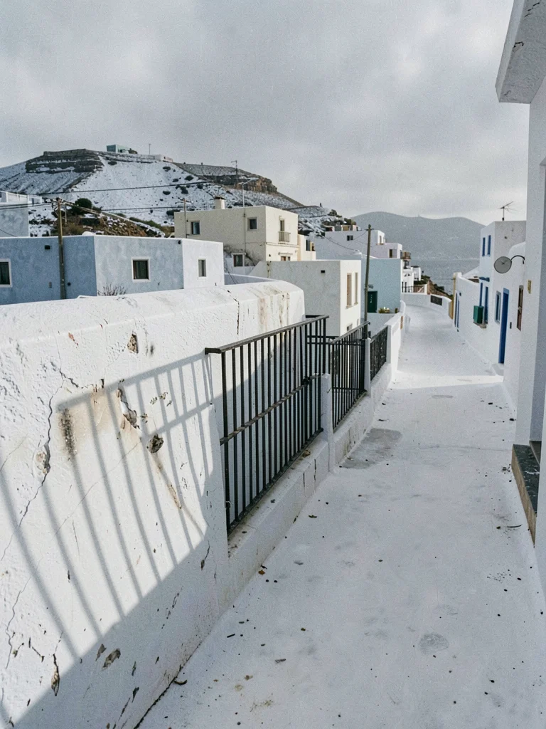 Railing Shadows on Whitewashed Wall