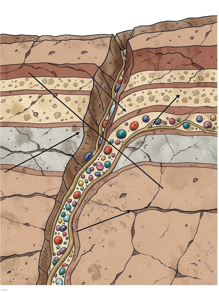 Mineral vein geological cross-section