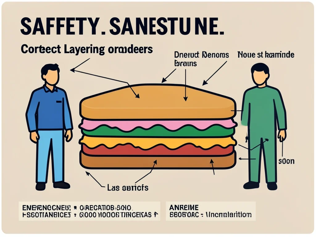 A cross-section diagram showing the correct layering order for a sandwich with l