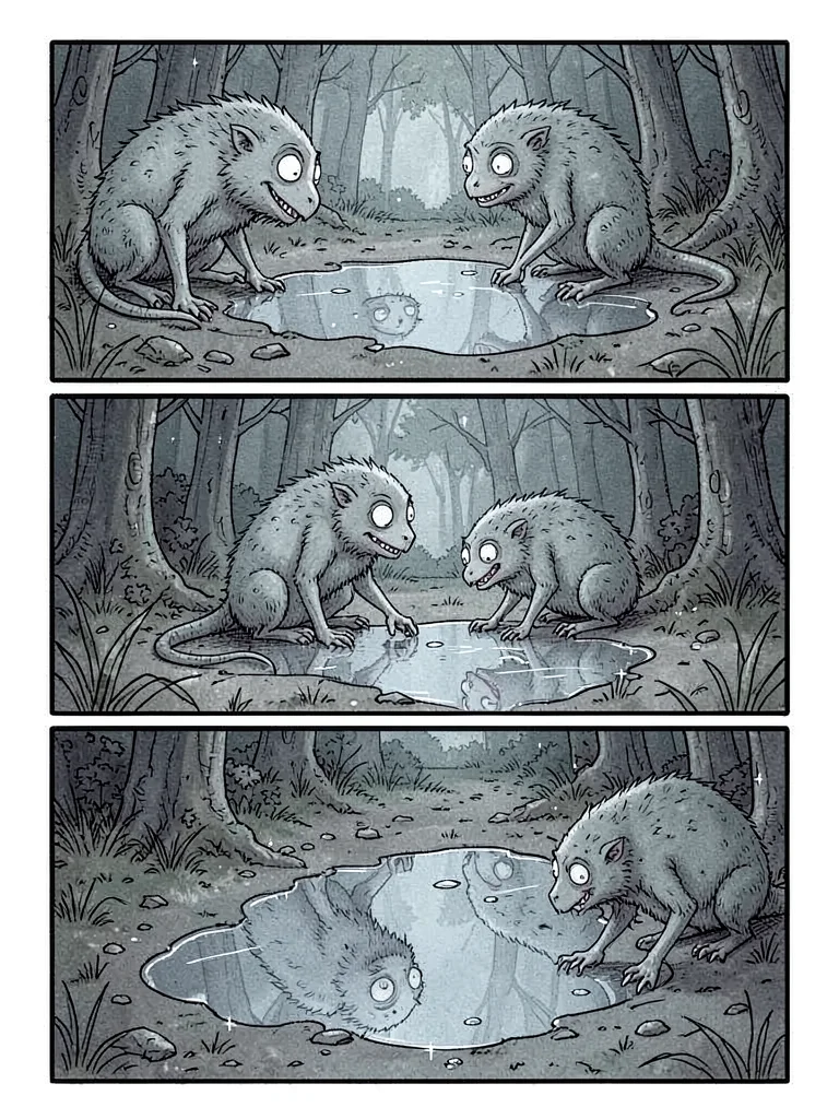 Creature discovers reflection