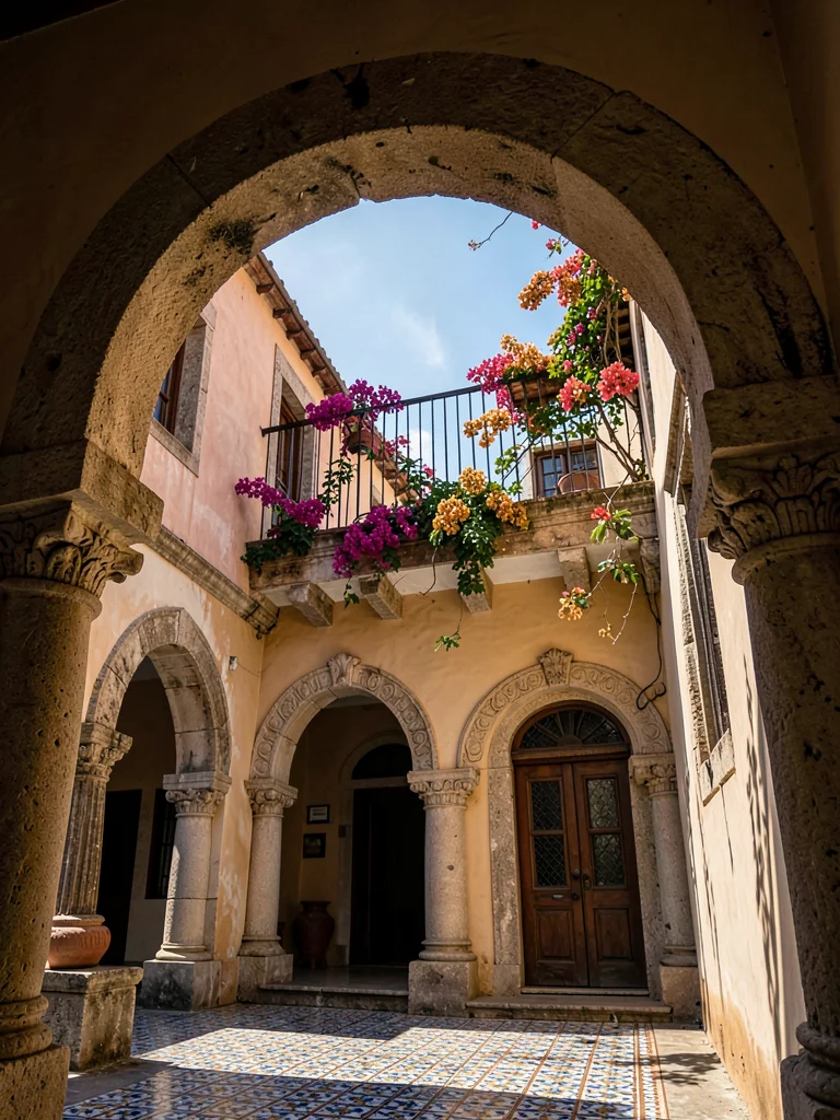 Upward View to Bougainvillea Balcony