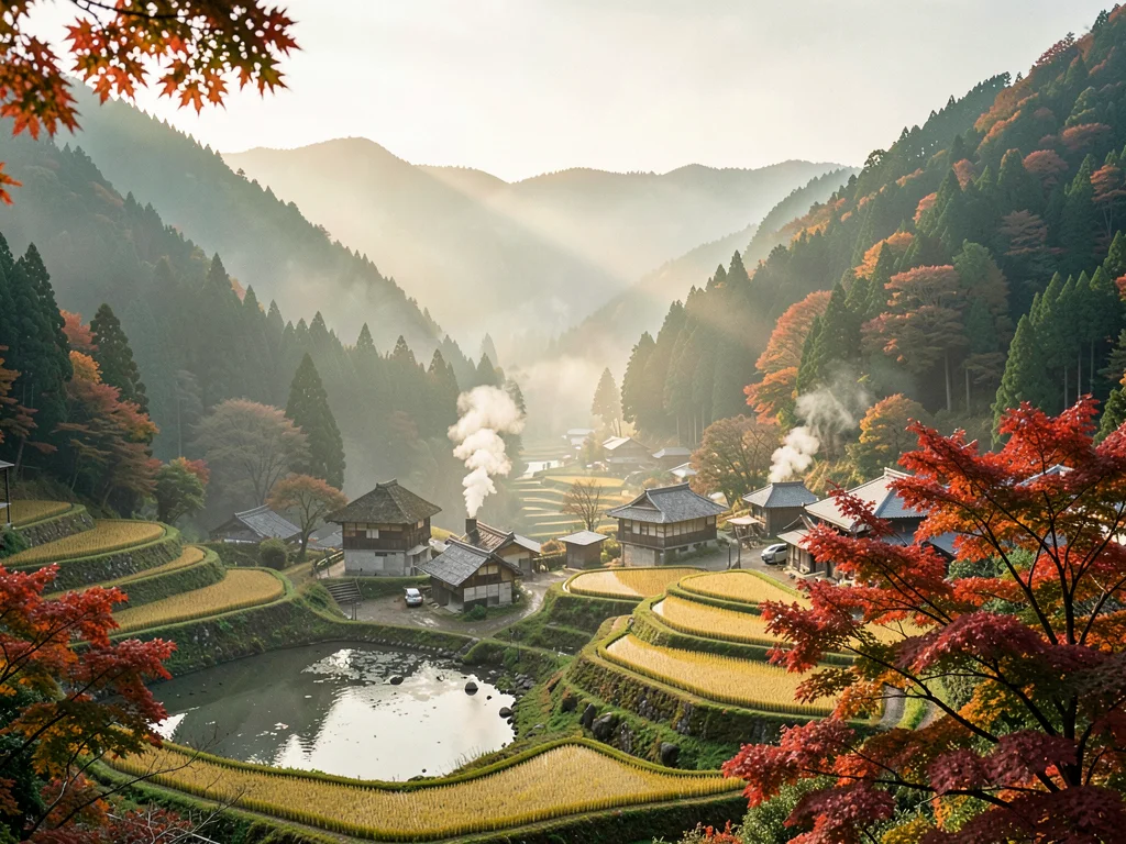 Mountain Hamlet in Morning Mist