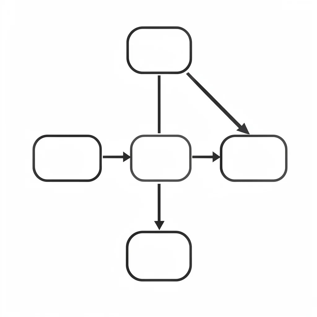 Schematic of a maintenance checklist with rounded boxes connected by arrows, no 