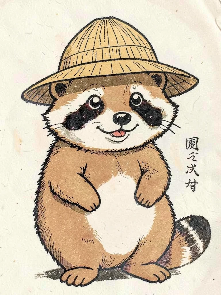 Tanuki with hat