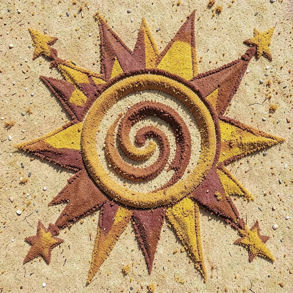 Spiral sun with four directions