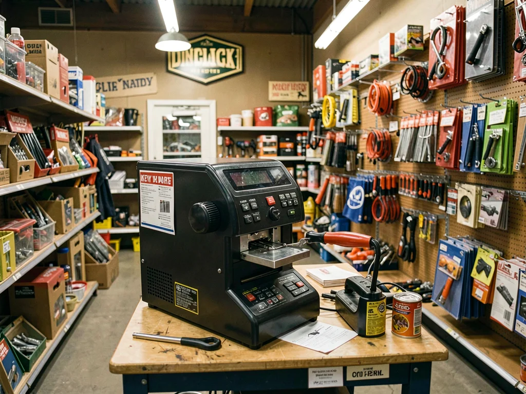 Key cutting machine, duplicate being made, the specialized hardware store servic