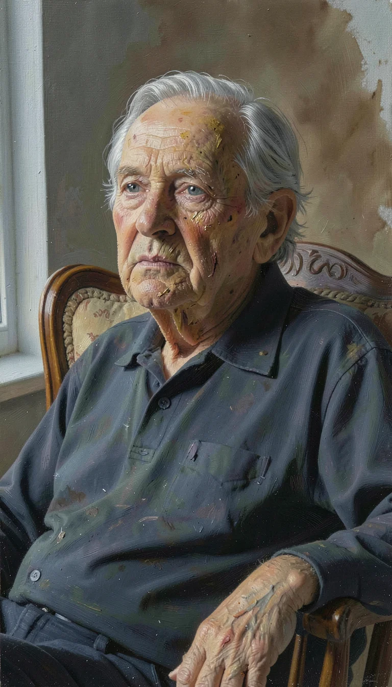 Oil painting, portrait, realistic but painterly, visible brushstrokes on linen, 