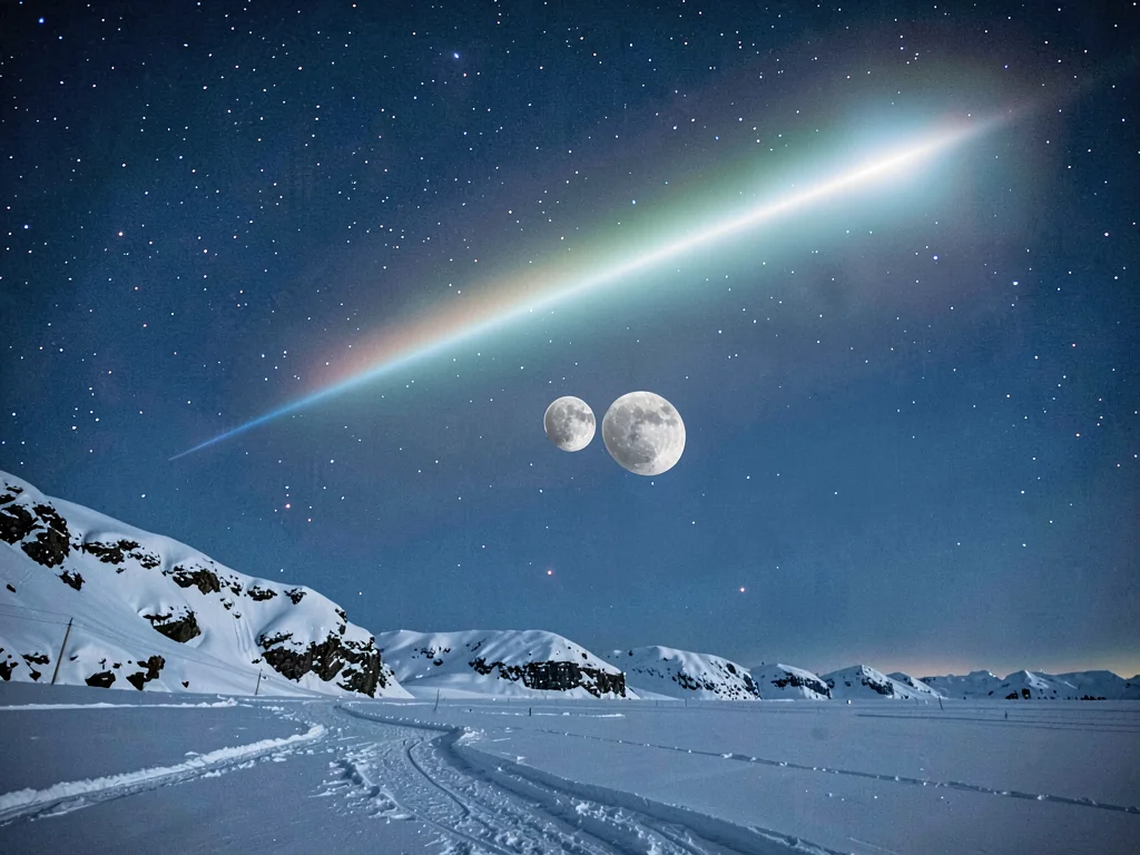 Moon dog pair in clear arctic night