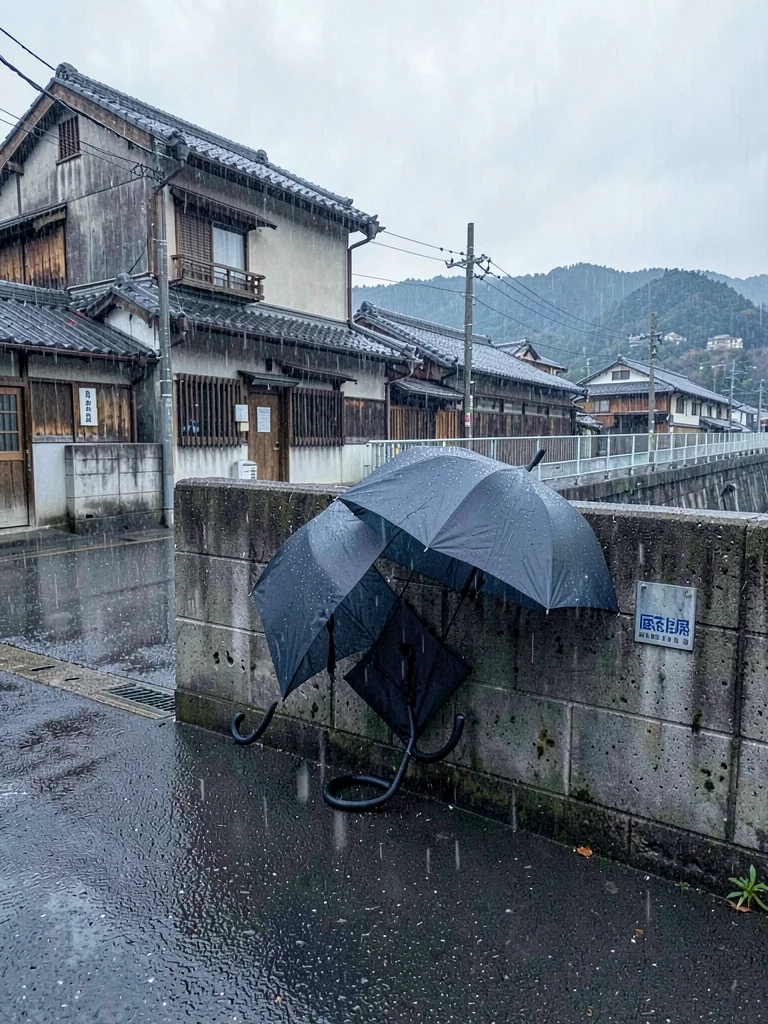 Umbrella against concrete