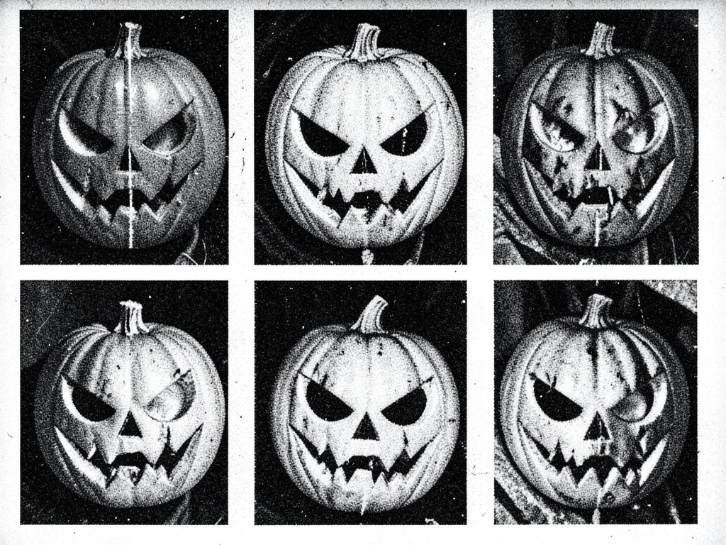 Xerox of jack-o-lantern, each copy more distorted and menacing
