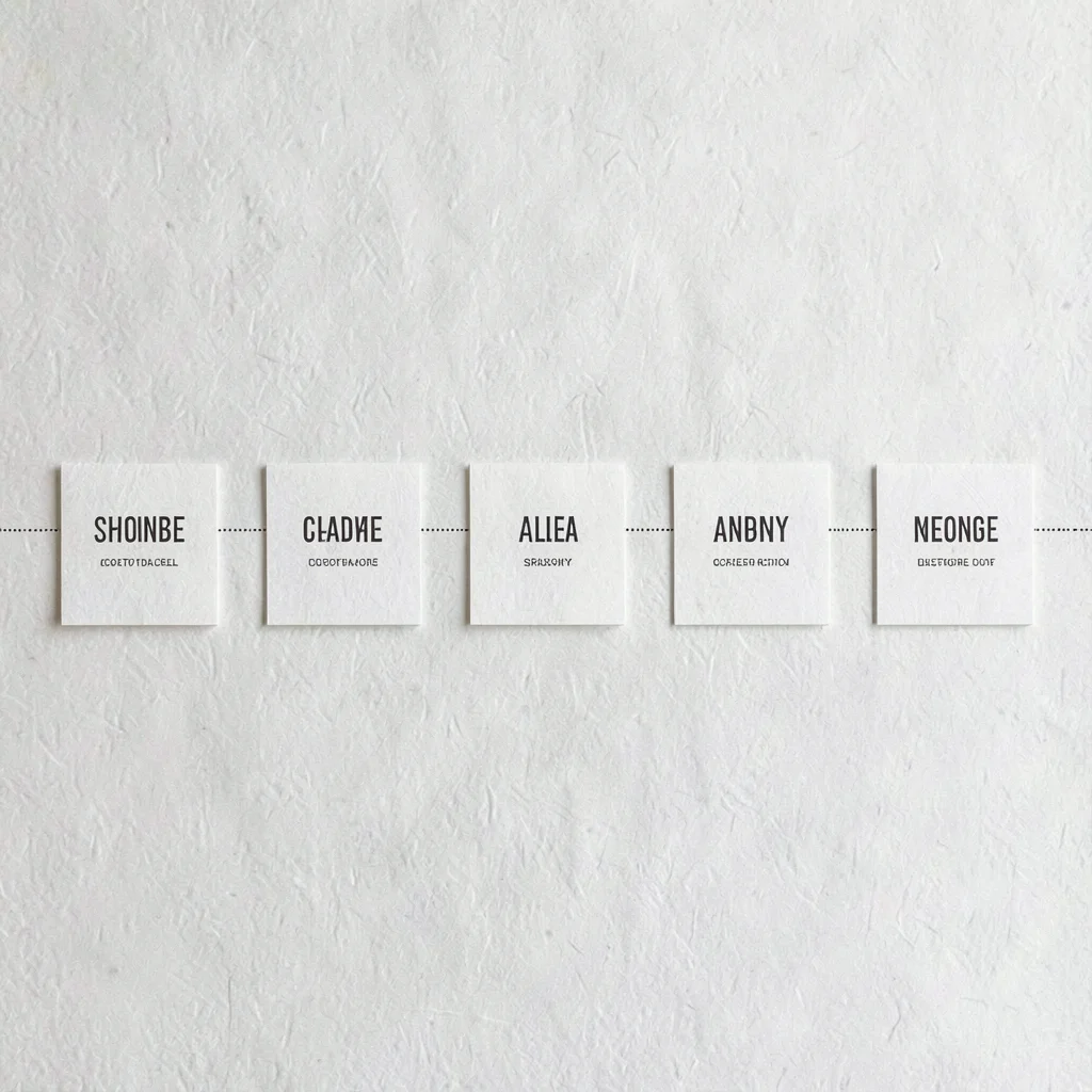 A horizontal timeline of nine package-label iterations evolving left to right on