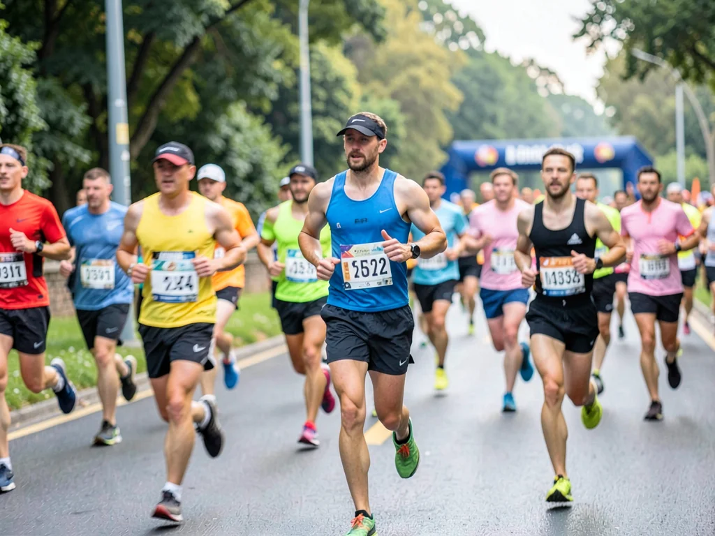 Runners in marathon blur