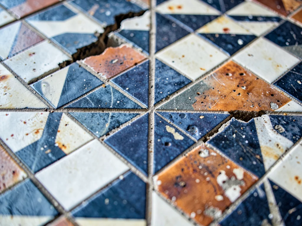 Aged tilework with some pieces missing
