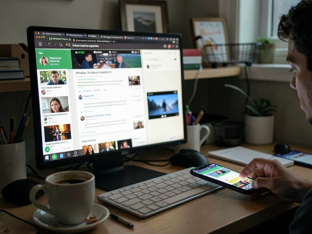 Tab bar showing work app, news site, shopping cart, social media, video, repeat