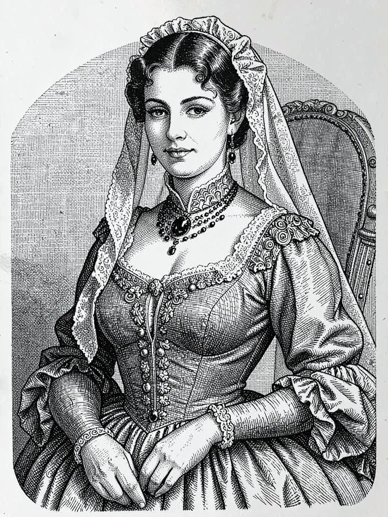 Victorian lady in mourning dress