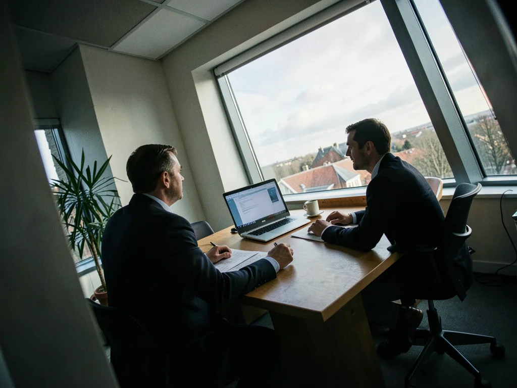 Job interview from across the desk, the power imbalance made architectural