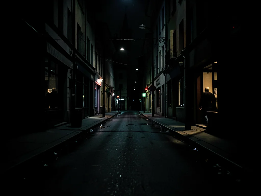 Street scene with noir lighting