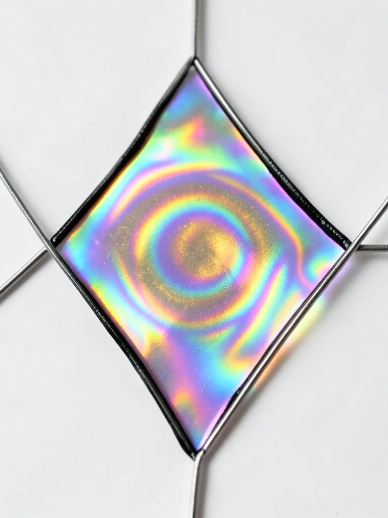 Soap film on a triangular wire frame, Plateau borders dark at edges, center memb