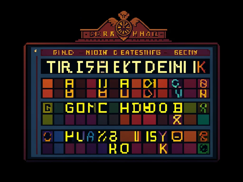 Victorian train station departure board but it's a pixel-art flip display