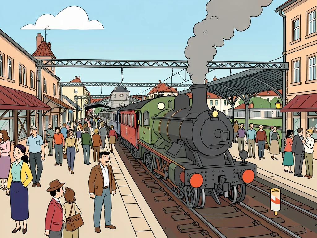 European train station bustle