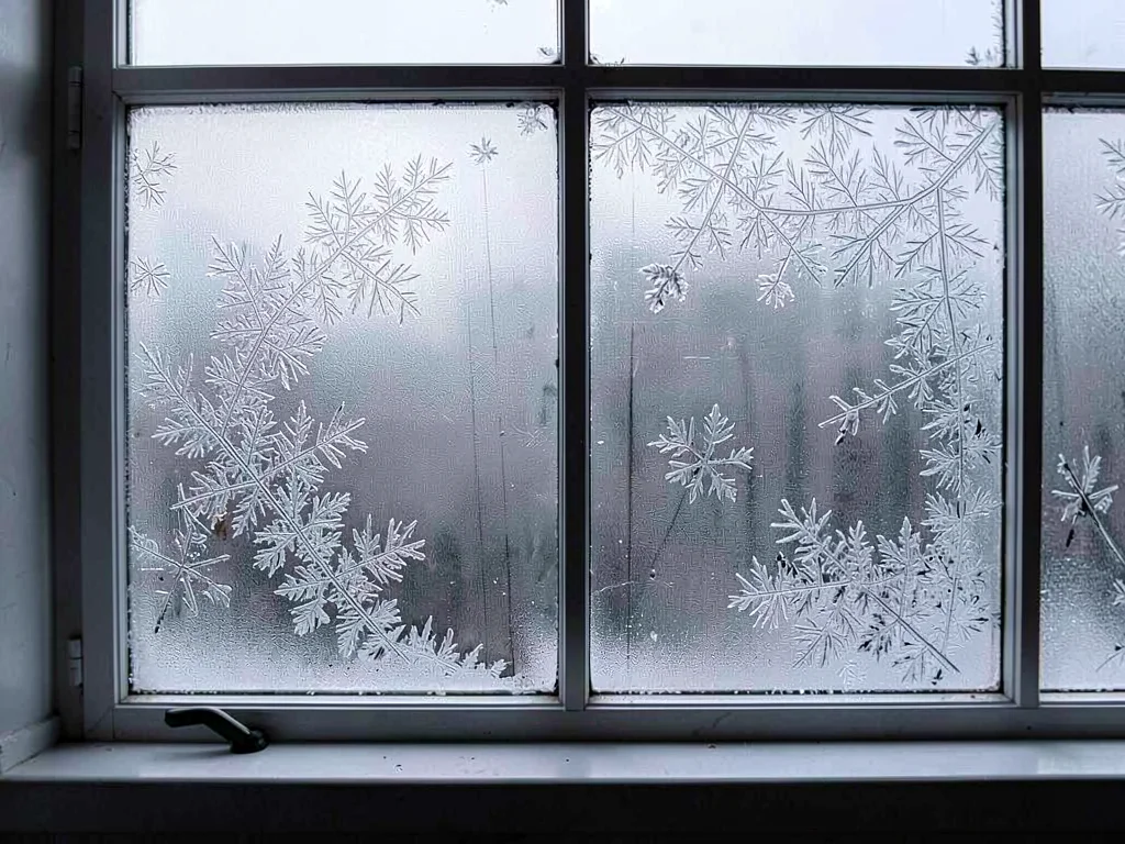 Frost pattern following temperature gradient