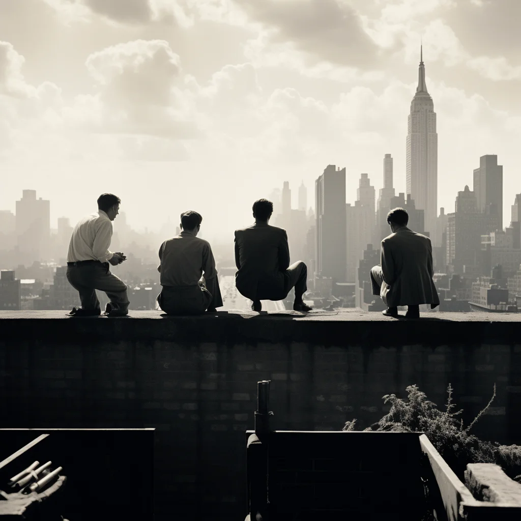 Street photo in the style of Vivian Maier A group of