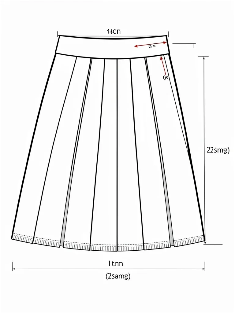 Pleated skirt flat waistband