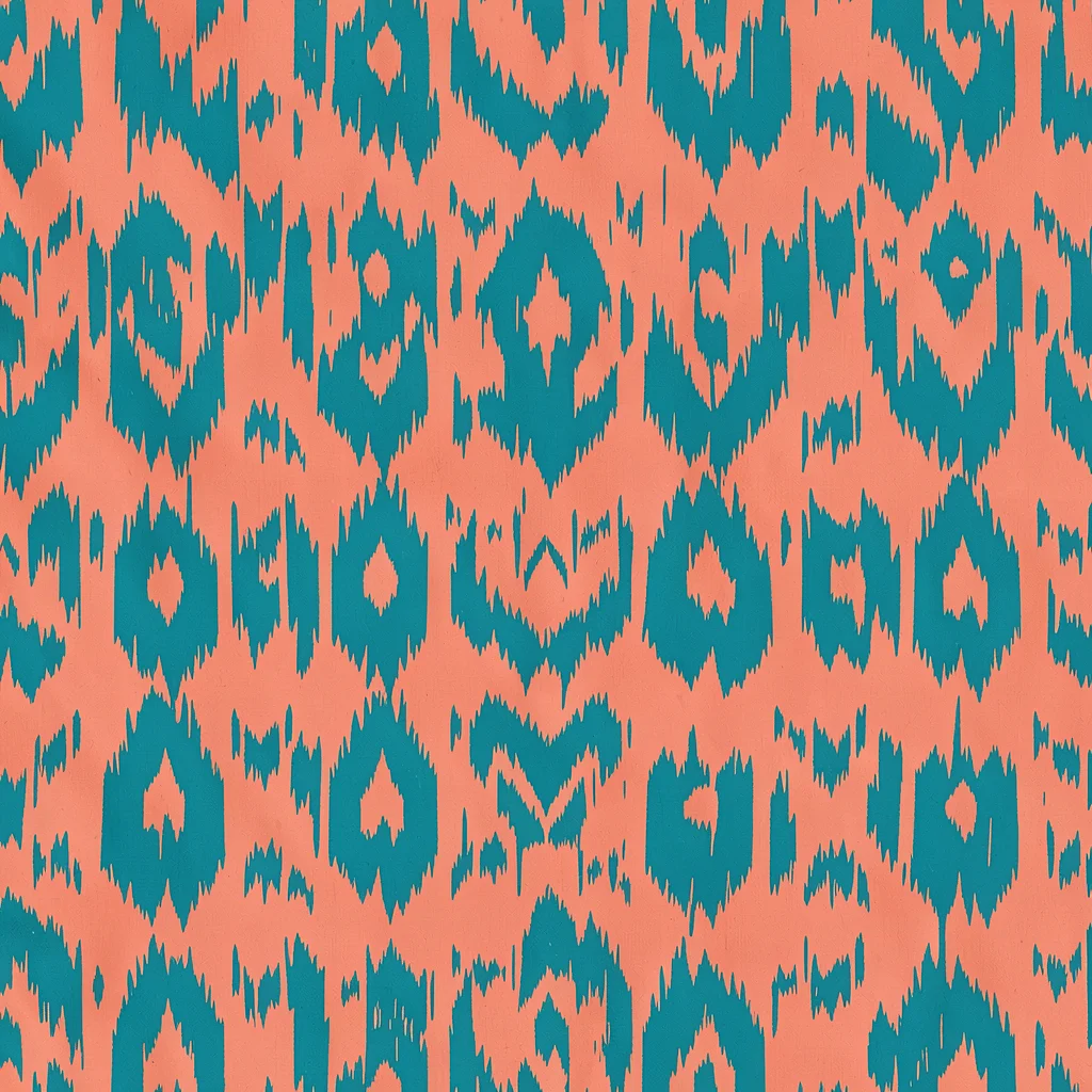 Ikat coral turquoise irregular