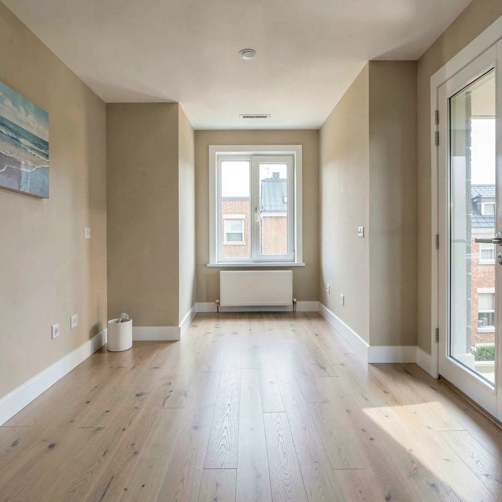 freshly turned-over apartment with new paint and clean floors, listing photo