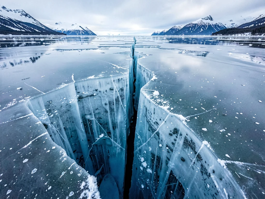 Vertical crack extending from surface to depth