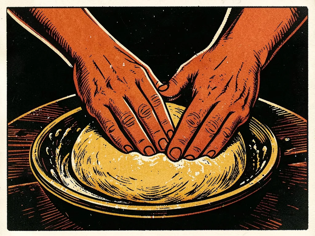 Hands kneading dough