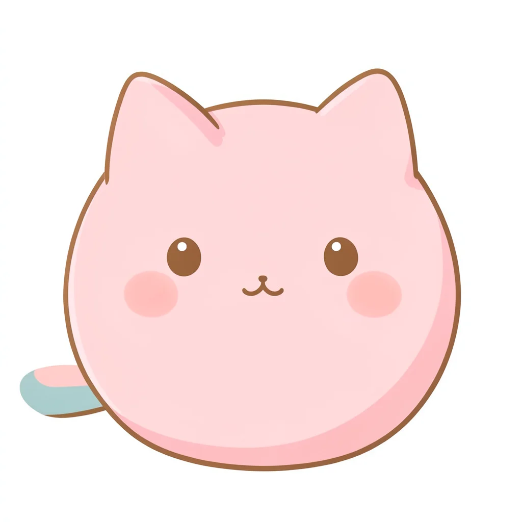 Round pink kawaii cat