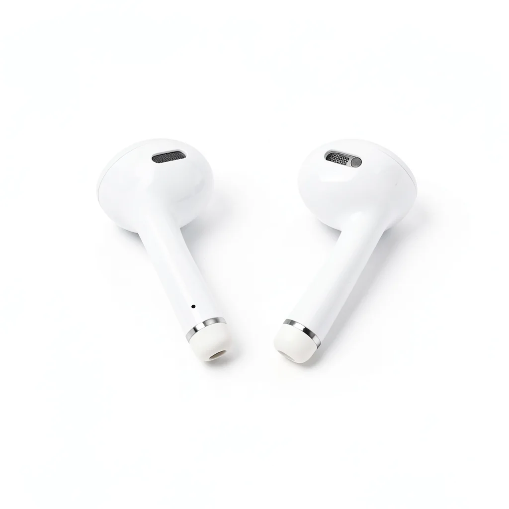 Wireless earbuds on pure white