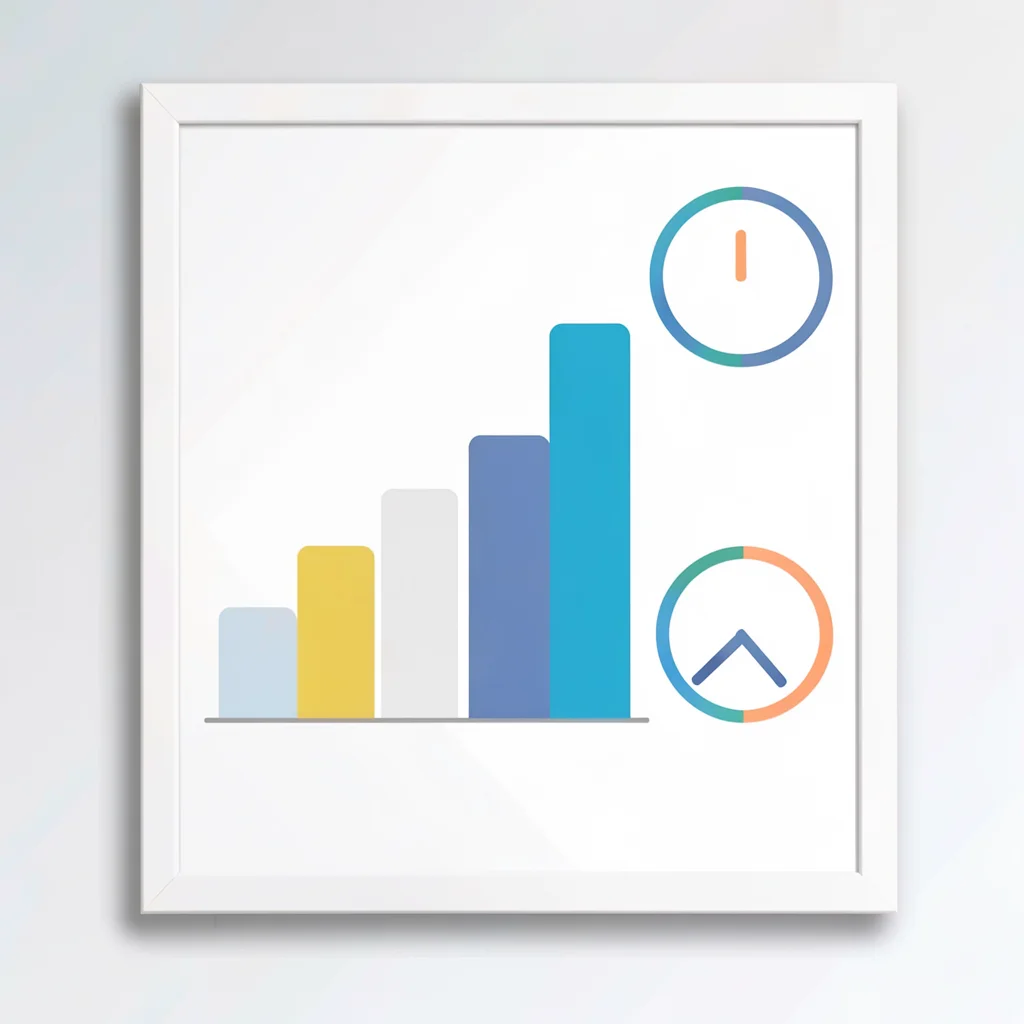 Flat ui-frame composition of an abstract data visualization with bar shapes and 